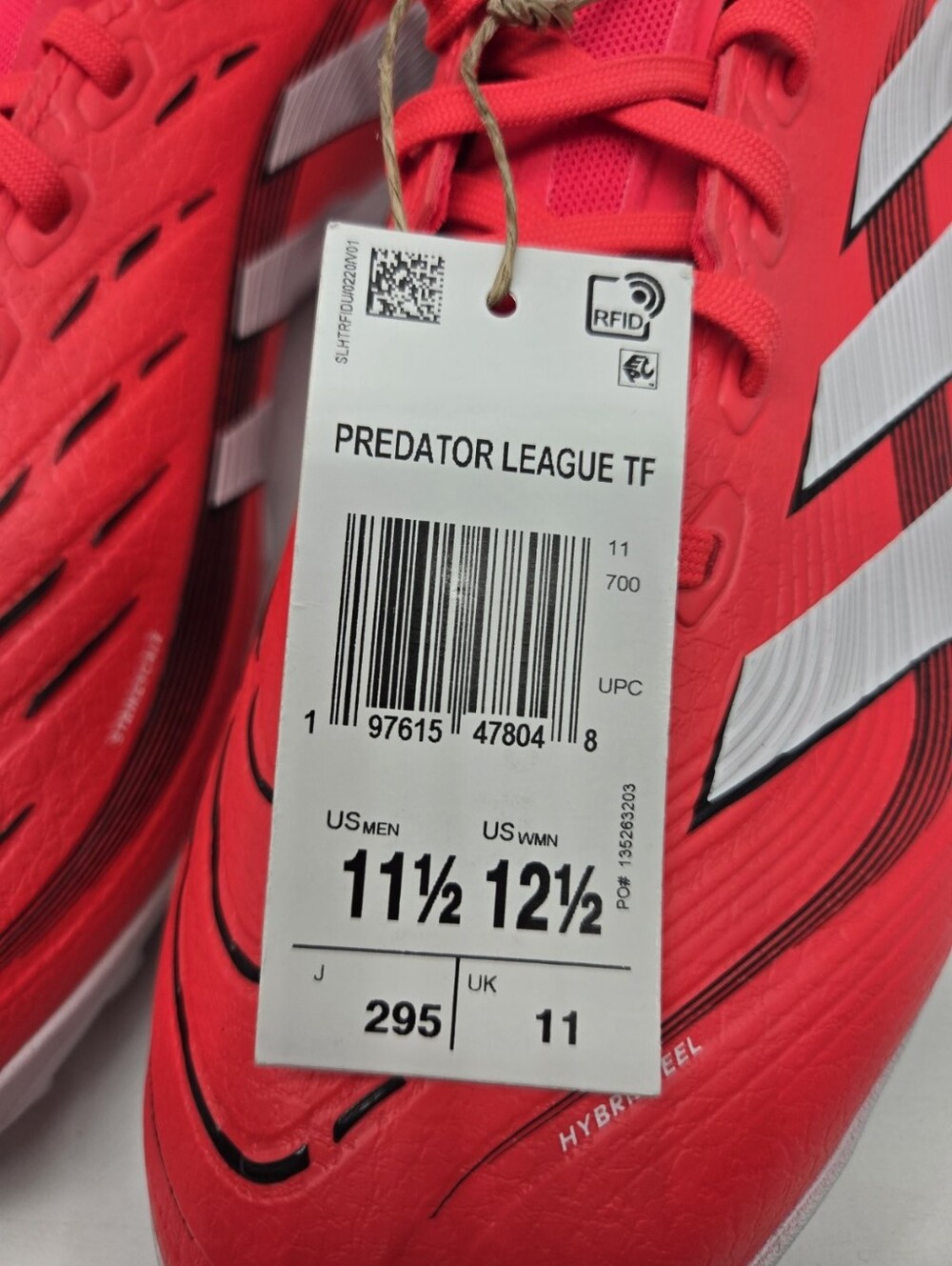 adidas Men's Predator League Turf ID3769 Lucid Red Soccer Cleats Size 11.5 - Picture 8 of 8
